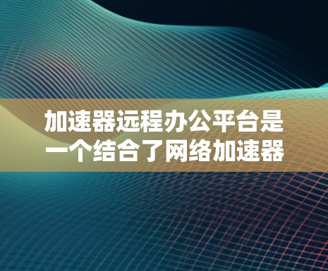 加速器远程办公平台是一个结合了网络加速器功能的远程办公工具，旨在支持远程员工和机构在外部访问公司网络并进行实时沟通、文件同步、视频会议等任务。以下是该平台的详细信息