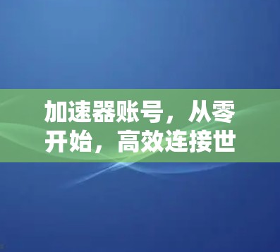 加速器账号,从零开始,高效连接世界 加速器账号,从零开始,高效连接世界